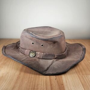 OUTBACK TRADING CO Hat Men's Large Brown Cowboy Australian Oilskin Waterproof